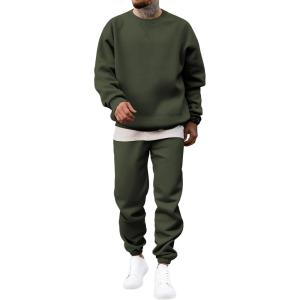 JMIERR Men’s 2 Piece Outfits Crew Neck Sweatshirt Tracksuit & Joggers Sweatpants Sweatsuit Set(Green)