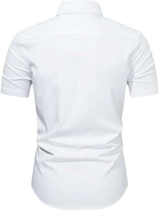 imageJMIERR Mens Casual Button Down Shirts WrinkleFree Short Sleeve Business Dress ShirtWhite