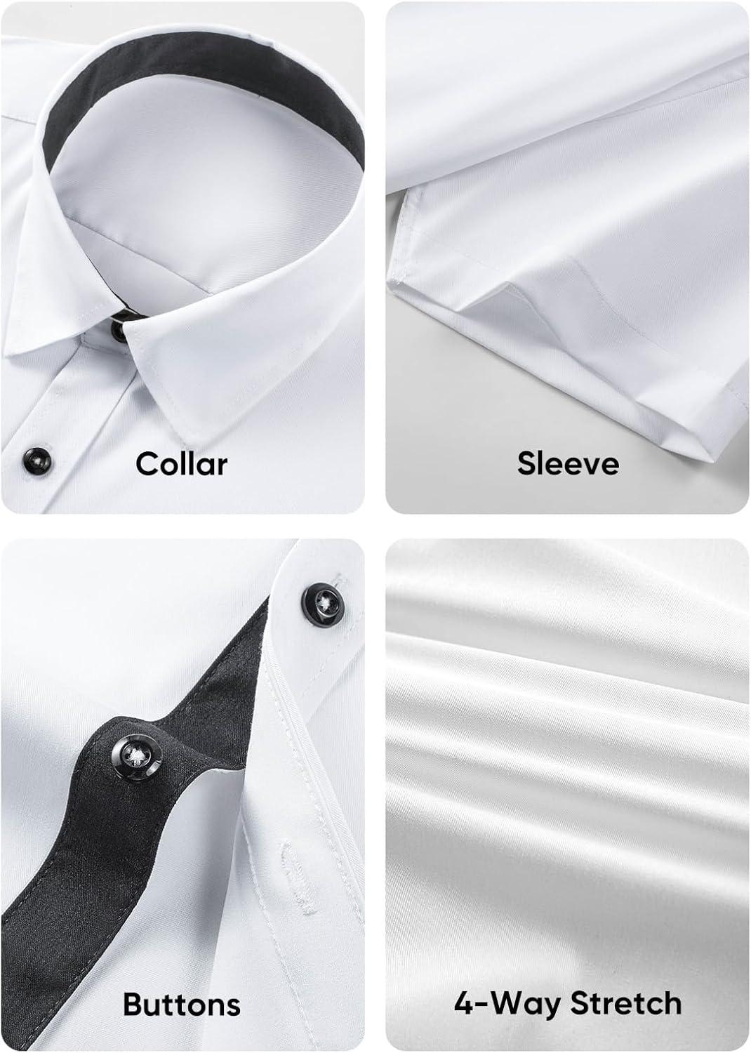 imageJMIERR Mens Casual Button Down Shirts WrinkleFree Short Sleeve Business Dress ShirtWhite