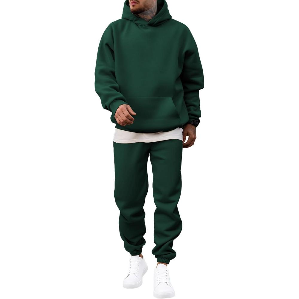 imageJMIERR Mens 2 Piece Outfits Hoodie Sweatshirt Tracksuit ampamp Joggers Sweatpants Sweatsuit SetDark Green