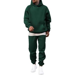 JMIERR Men’s 2 Piece Outfits Hoodie Sweatshirt Tracksuit & Joggers Sweatpants Sweatsuit Set(Dark Green)