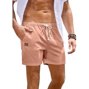 JMIERR Mens Casual Shorts – Cotton Drawstring Summer Beach Stretch Twill Chino Golf Short with Pockets(B Pink)