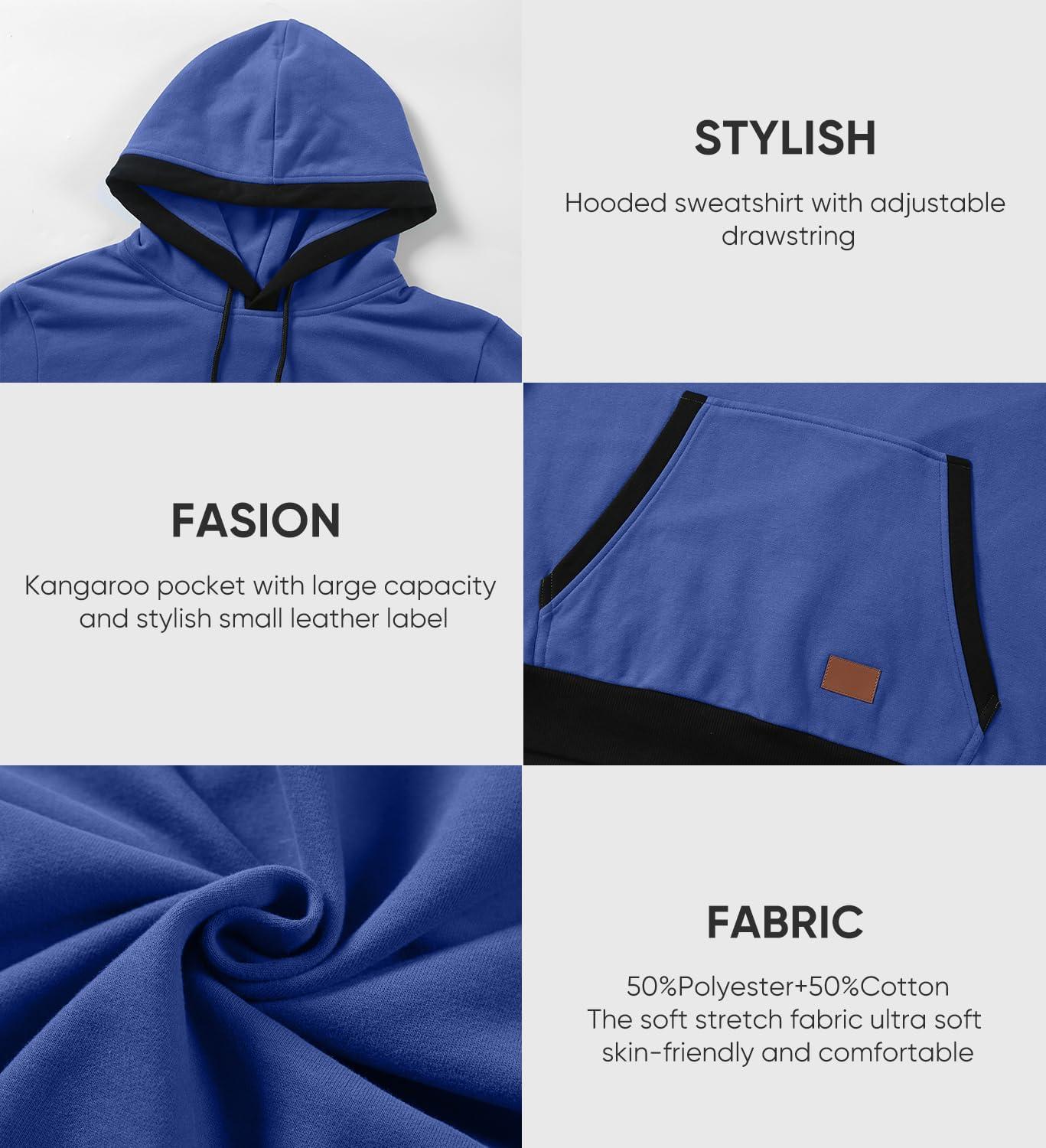 imageJMIERR Mens Cotton Casual Hoodies Sweatshirts Fashion Long Sleeve Drawstring Fleece Pullover Hoodie with PocketsSky Blue