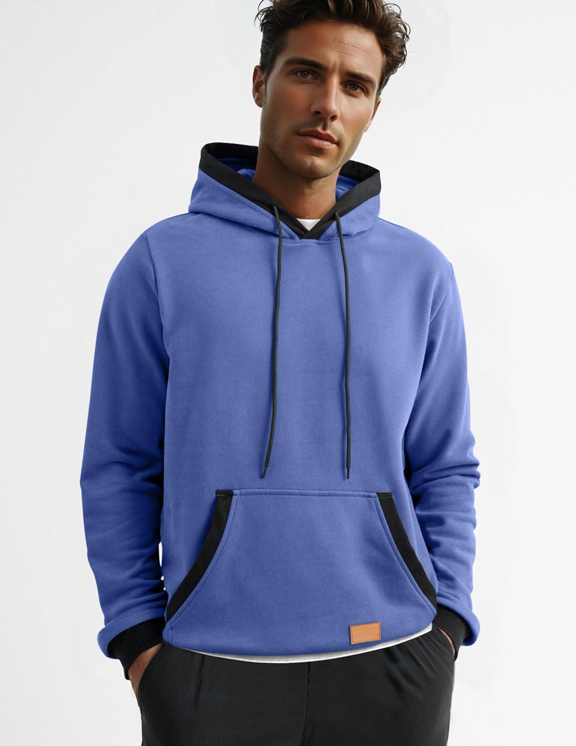 imageJMIERR Mens Cotton Casual Hoodies Sweatshirts Fashion Long Sleeve Drawstring Fleece Pullover Hoodie with PocketsSky Blue