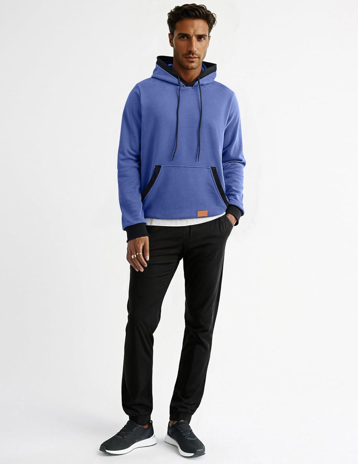 imageJMIERR Mens Cotton Casual Hoodies Sweatshirts Fashion Long Sleeve Drawstring Fleece Pullover Hoodie with PocketsSky Blue