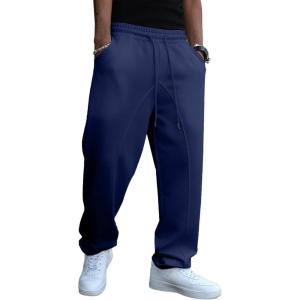 JMIERR Men’s Baggy Sweatpants Wide Leg Elastic Waist Drawstring Pants Y2K Loose Lounge Joggers with Pockets(Blue)