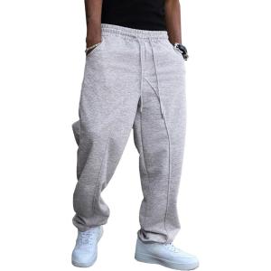 JMIERR Men’s Baggy Sweatpants Wide Leg Elastic Waist Drawstring Pants Y2K Loose Lounge Joggers with Pockets(Light Grey)