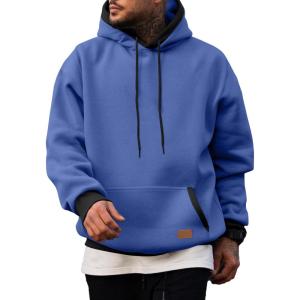 JMIERR Men’s Cotton Casual Hoodies Sweatshirts Fashion Long Sleeve Drawstring Fleece Pullover Hoodie with Pockets(Sky Blue)