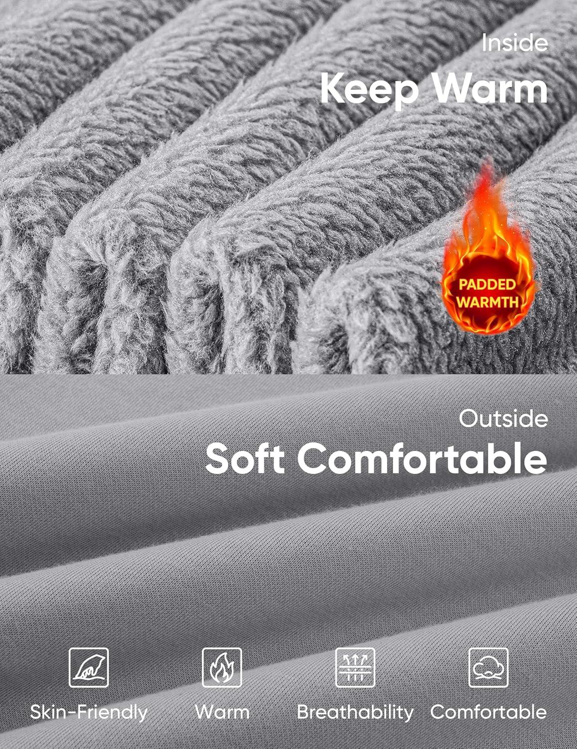 imageJMIERR Mens Cotton Sherpa Lined Sweatshirts Casual Fleece Long Sleeve Crewneck Fall Winter Pullover ShirtsLight Grey